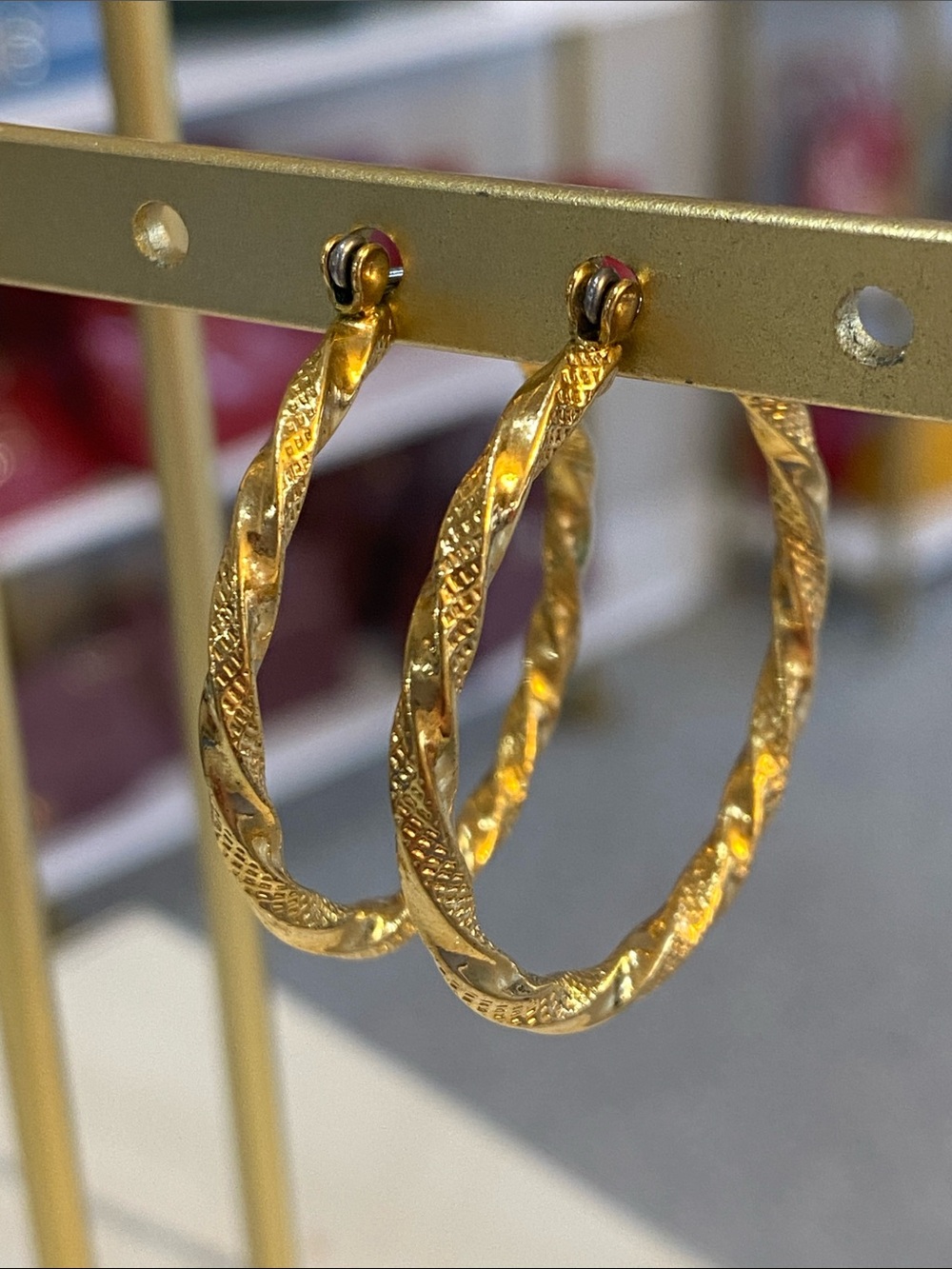 Gold tone hoop earrings
